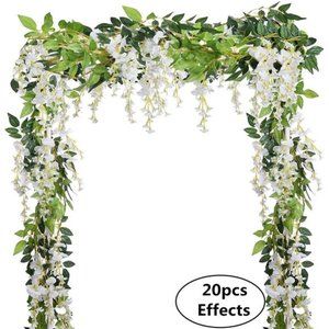 4Pcs 6.6Ft/Piece Artificial Flowers Silk Wisteria Garland Artificial Wisteria